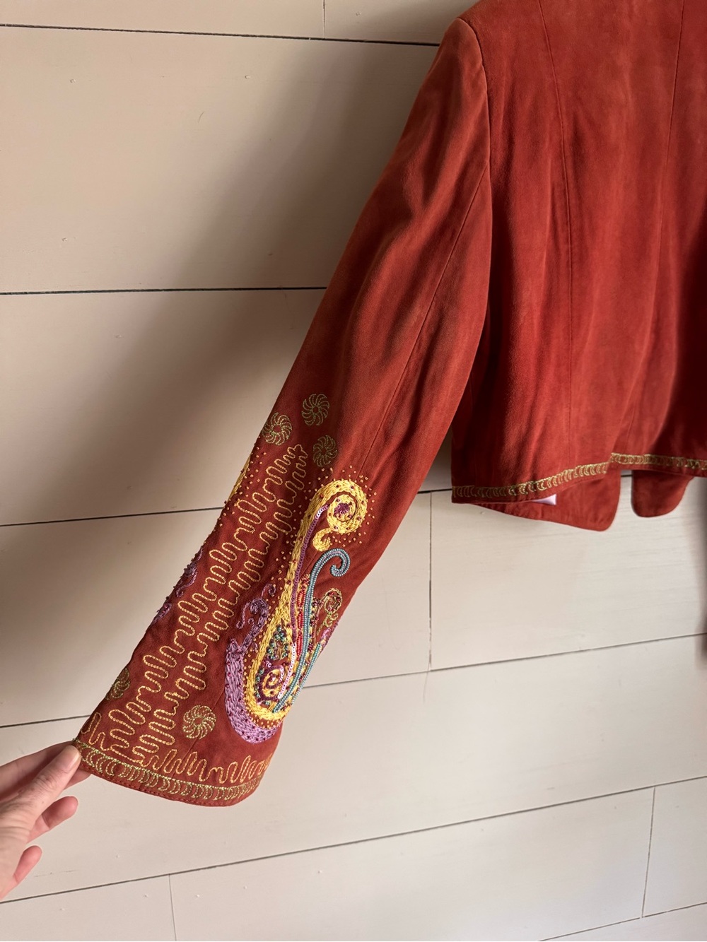 Double D Ranch Rust Suede Jacket with Multicolor Embroidery - Picture 5 of 9